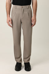 TAILORED PLEAT TROUSERS-KHAKI
