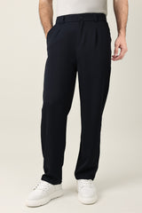 TAILORED PLEAT TROUSERS-NAVY