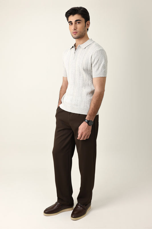 TAILORED PLEAT TROUSERS-COFFEE