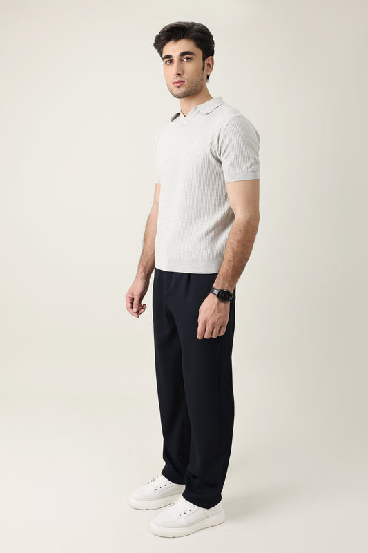 TAILORED PLEAT TROUSERS-NAVY