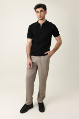 TAILORED PLEAT TROUSERS-KHAKI