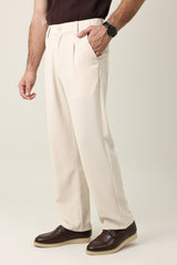 TAILORED PLEAT TROUSERS-BEIGE