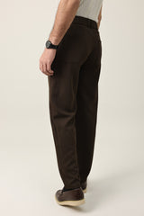 TAILORED PLEAT TROUSERS-COFFEE