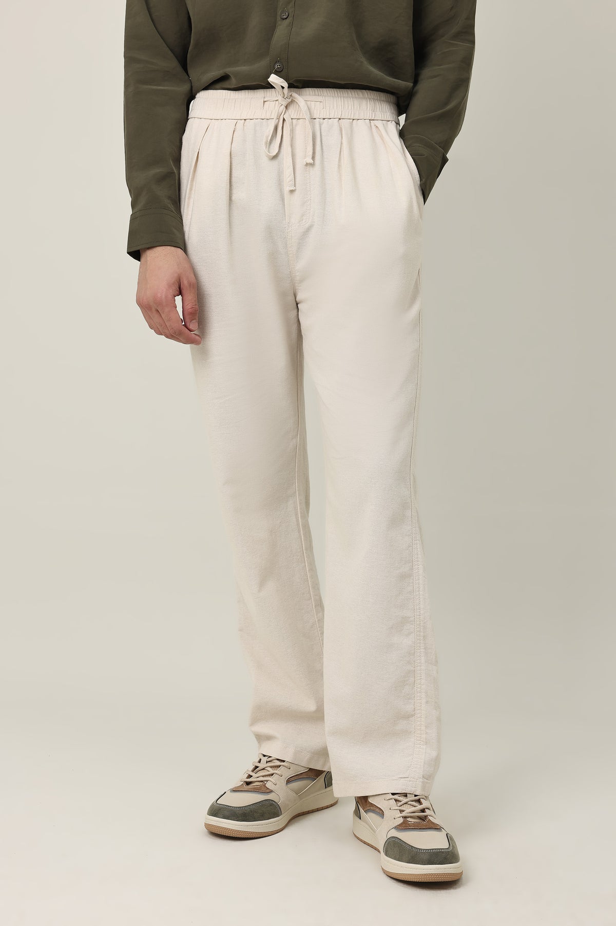 CASUAL DRAWSTRING TROUSER-BEIGE