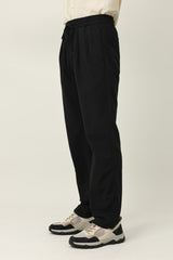 CASUAL DRAWSTRING TROUSER-BLACK