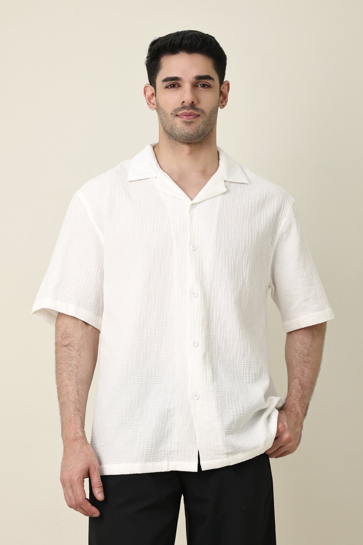 BREEZE LINE CAMP COLLAR SHIRT-WHITE