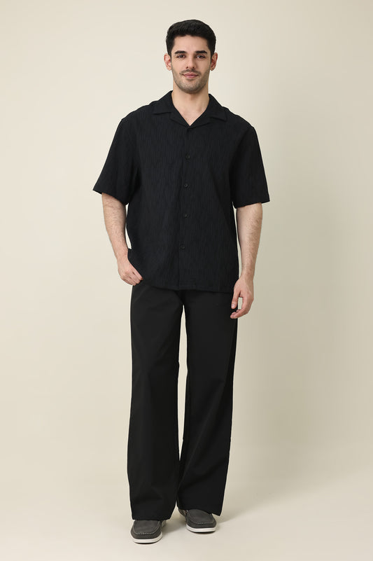 BREEZE LINE CAMP COLLAR SHIRT-BLACK