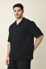 BREEZE LINE CAMP COLLAR SHIRT-BLACK