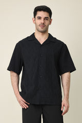 BREEZE LINE CAMP COLLAR SHIRT-BLACK