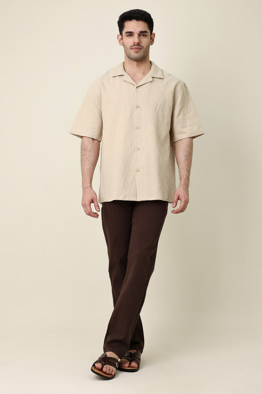 BREEZE LINE CAMP COLLAR SHIRT-KHAKI