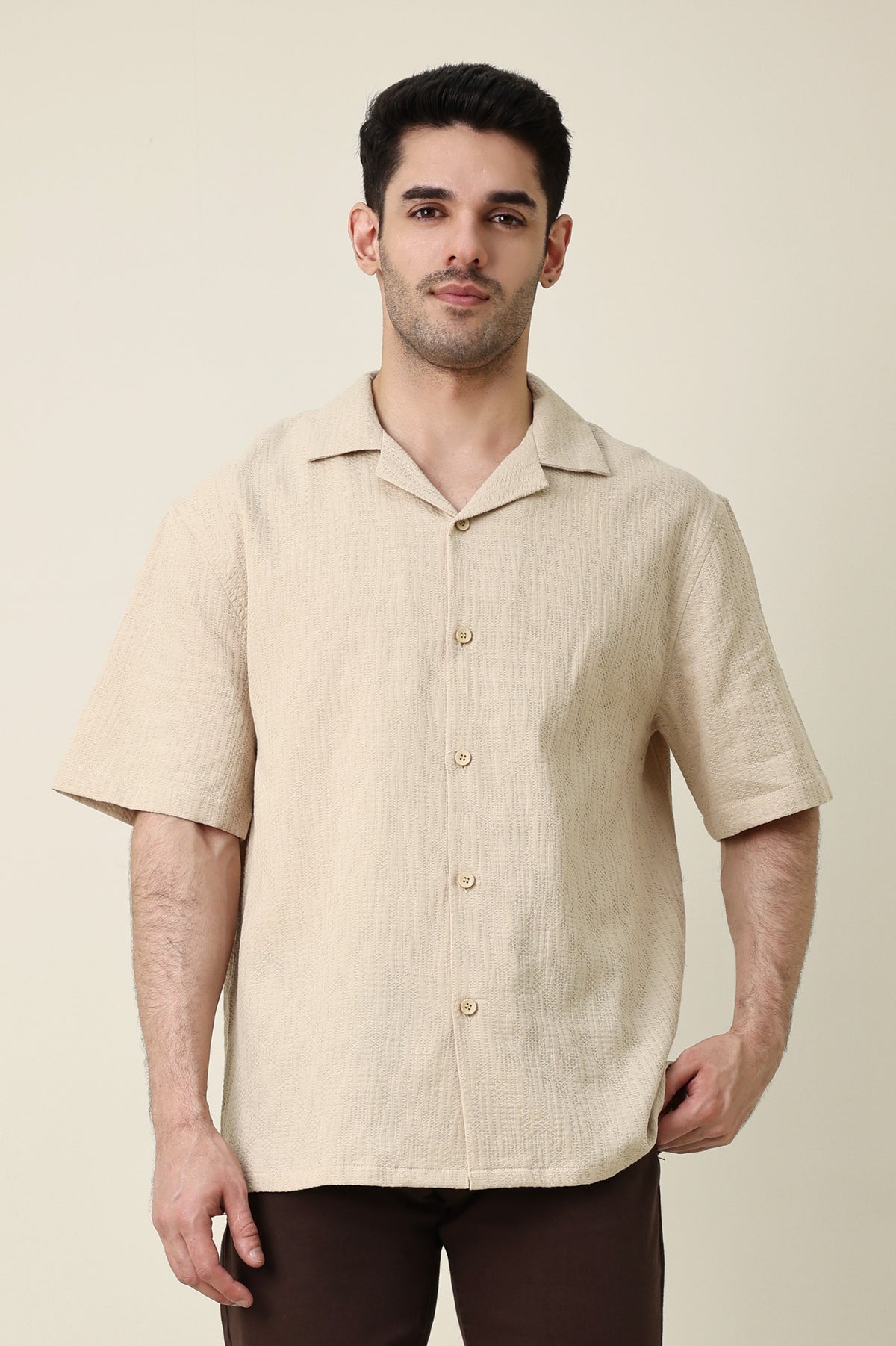 BREEZE LINE CAMP COLLAR SHIRT-KHAKI