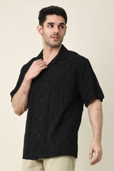 RESORT JACQUARD SHIRT-BLACK