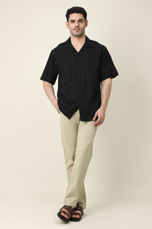 RESORT JACQUARD SHIRT-BLACK