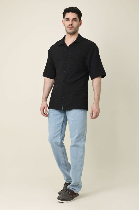 PRISM WAVE TEXTURE SHIRT-BLACK