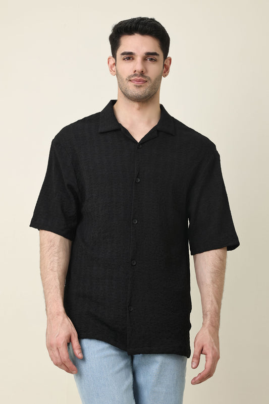 PRISM WAVE TEXTURE SHIRT-BLACK