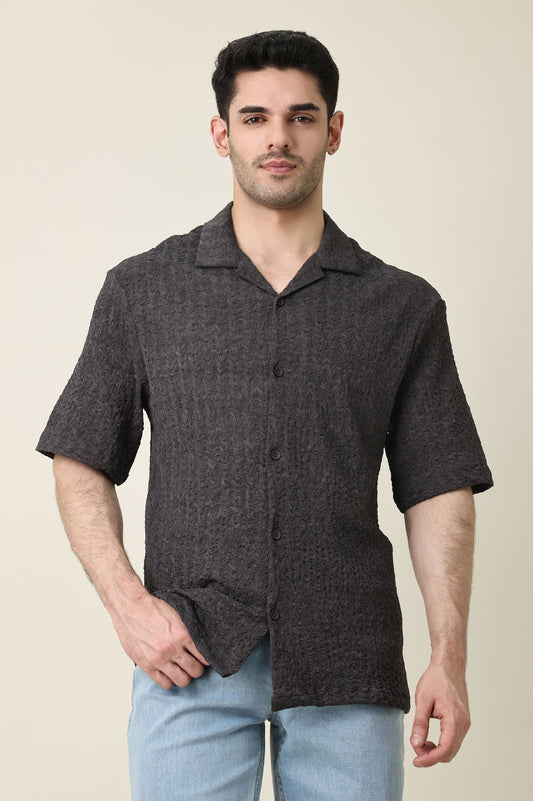 PRISM WAVE TEXTURE SHIRT-GREY
