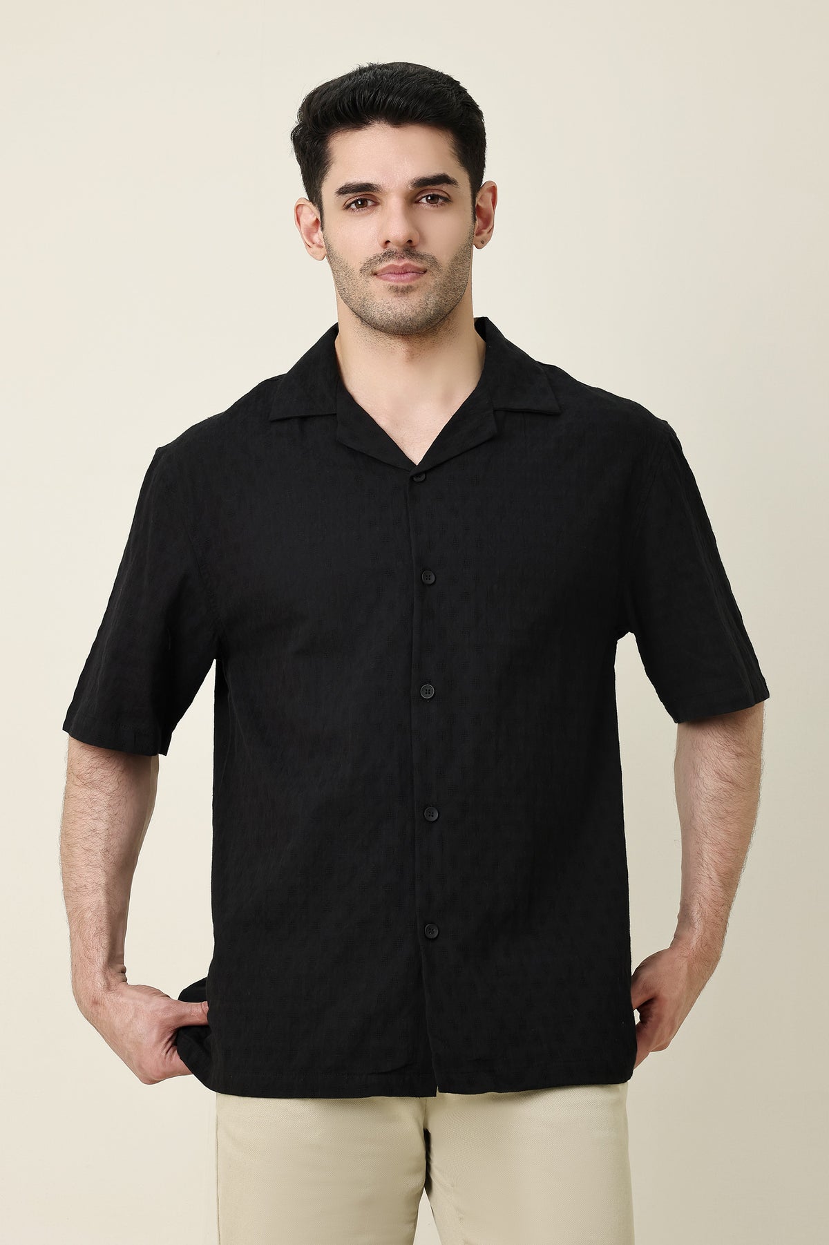 PACIFIC BREEZE KNIT SHIRT-BLACK