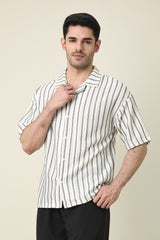 DUKE STRIATEX CAMP SHIRT-WHITE