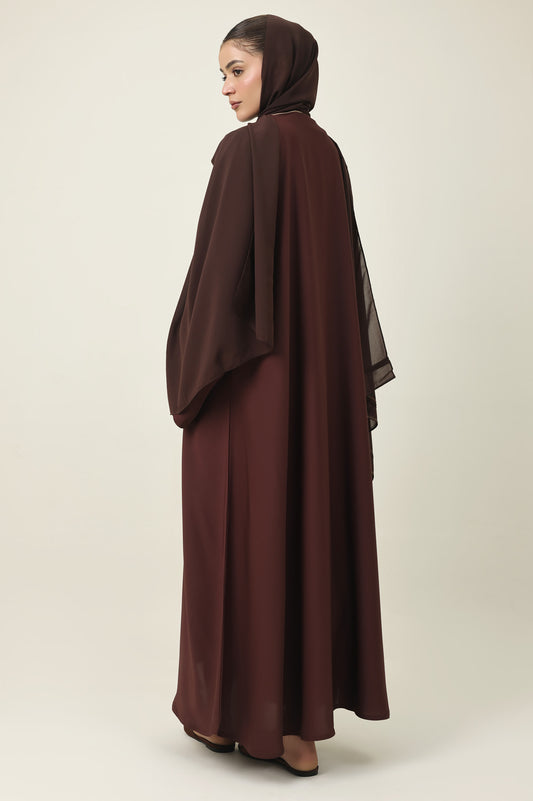 PURE SILK TOUCH ABAYA-BROWN