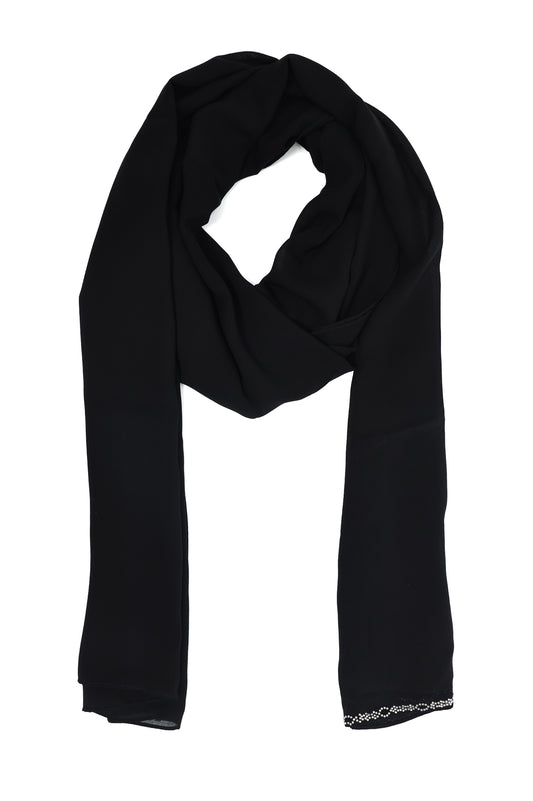 EMBELLISHED EDGE SCARF-BLACK