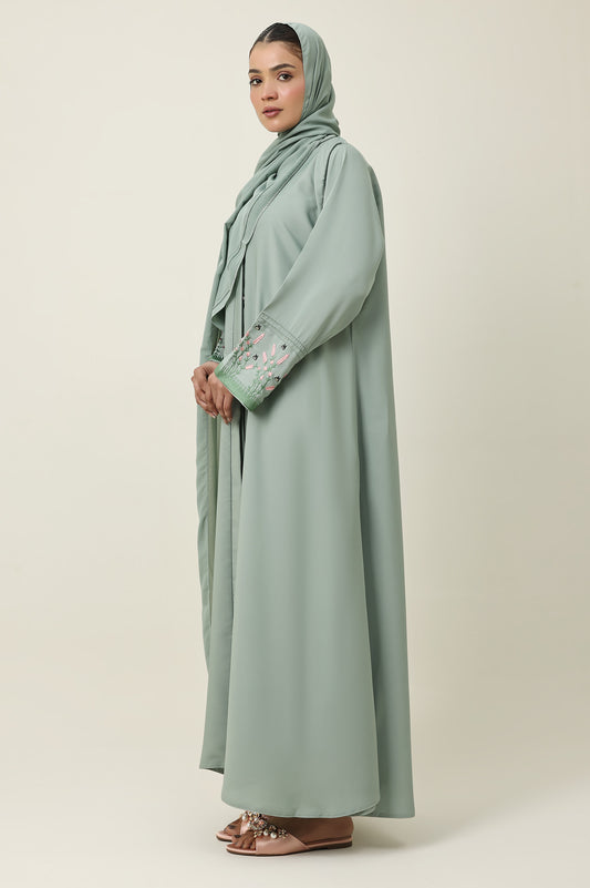 AYLA SOFT MODEST ABAYA-PISTACHIO