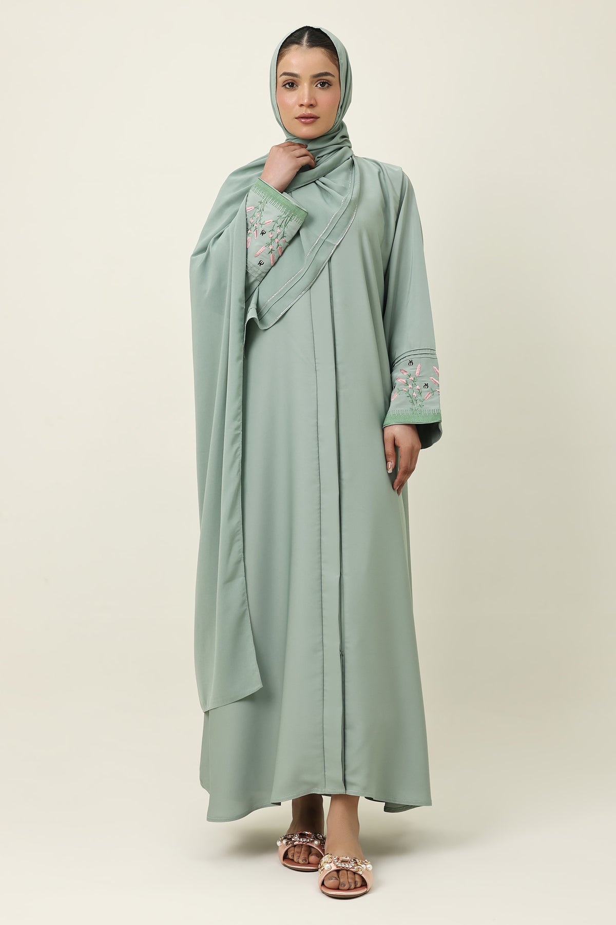 AYLA SOFT MODEST ABAYA-PISTACHIO