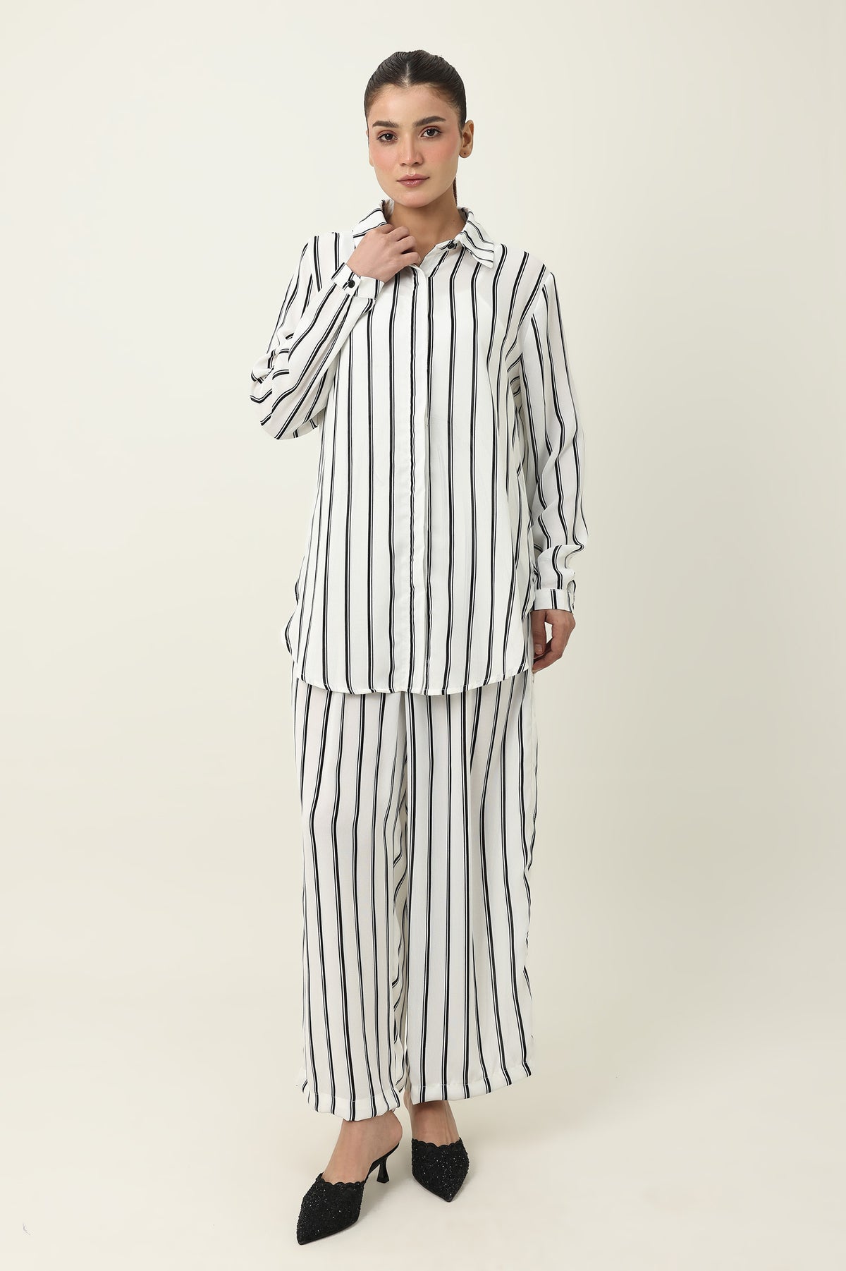 TIMELESS PINSTRIPE CO ORD-WHITE