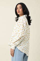 DAISYWHISPER RELAXED SHIRT-WHT/ORNG