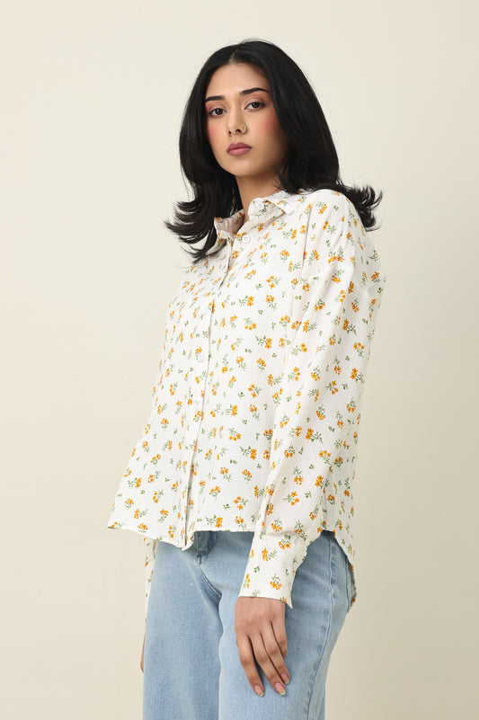 DAISYWHISPER RELAXED SHIRT-WHT/ORNG