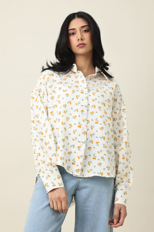DAISYWHISPER RELAXED SHIRT-WHT/ORNG