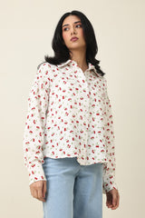 DAISYWHISPER RELAXED SHIRT-WHT/RED