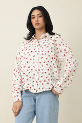DAISYWHISPER RELAXED SHIRT-WHT/RED
