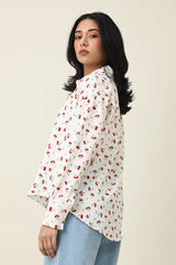 DAISYWHISPER RELAXED SHIRT-WHT/RED