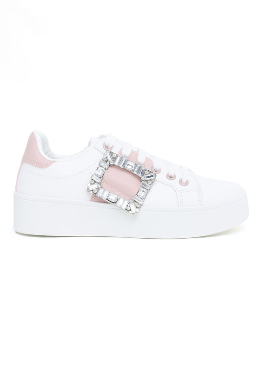 FUSION BUCKLE SNEAKERS-WHITE/PINK