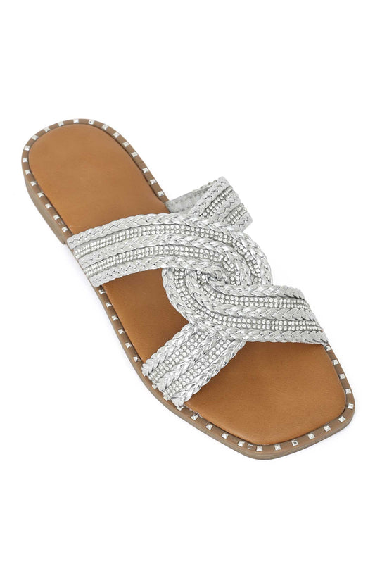 CRYSTAL KNOT SLIDE-SILVER