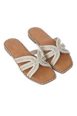 RAYLACE EMBELLISHED SLIDE-GOLD