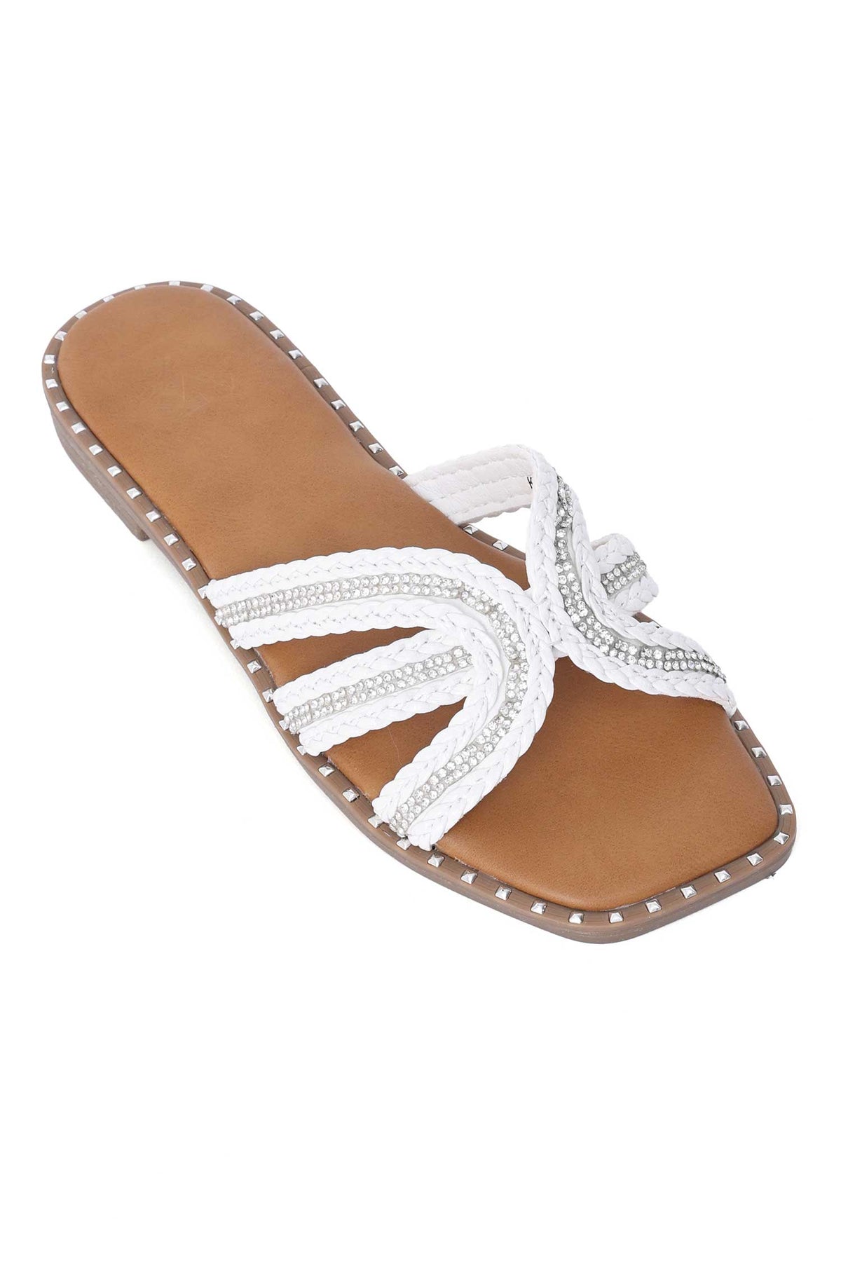 RAYLACE EMBELLISHED SLIDE-WHITE