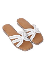 RAYLACE EMBELLISHED SLIDE-WHITE