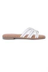 RAYLACE EMBELLISHED SLIDE-WHITE