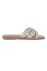 RAYLACE EMBELLISHED SLIDE-GOLD