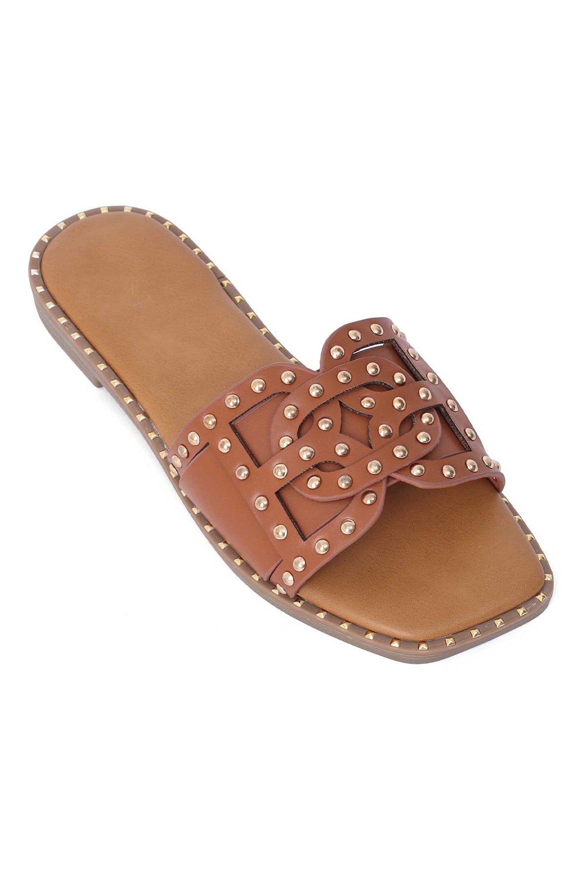 STORM FLARE STUDDED SLIDE-CAMEL