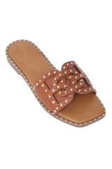 STORM FLARE STUDDED SLIDE-CAMEL
