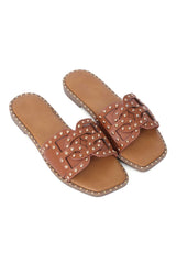 STORM FLARE STUDDED SLIDE-CAMEL