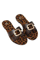 SAFARI GLIDE LEOPARD SLIDE-BROWN