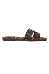 SAFARI GLIDE LEOPARD SLIDE-BROWN