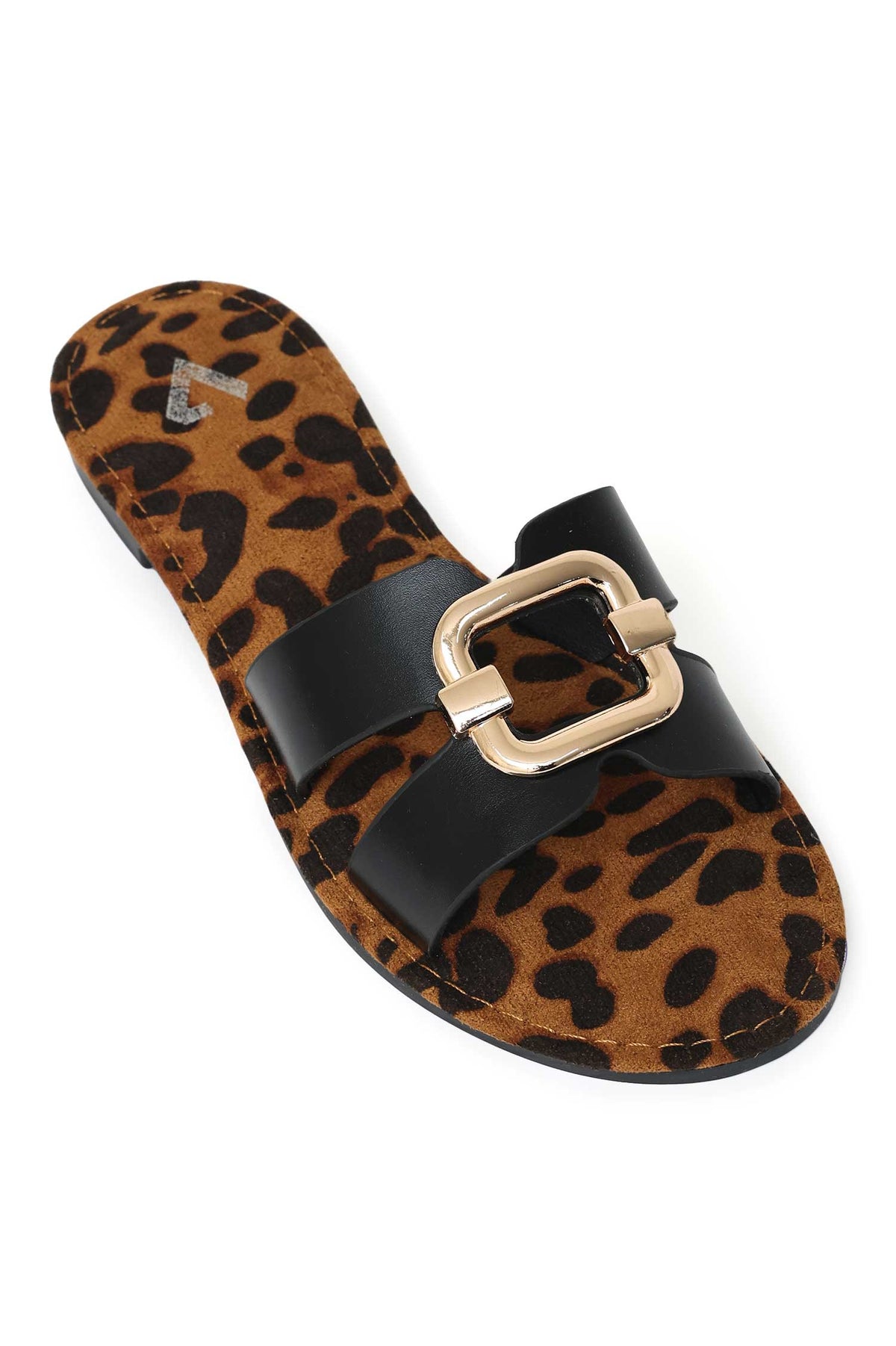 SAFARI GLIDE LEOPARD SLIDE-BLACK