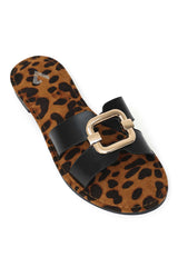 SAFARI GLIDE LEOPARD SLIDE-BLACK