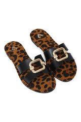 SAFARI GLIDE LEOPARD SLIDE-BLACK