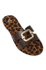 SAFARI GLIDE LEOPARD SLIDE-BROWN