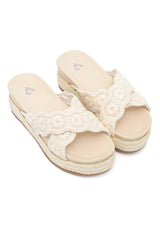 HANDWOVEN PLATFORM COMFORT SLIDE-BEIGE